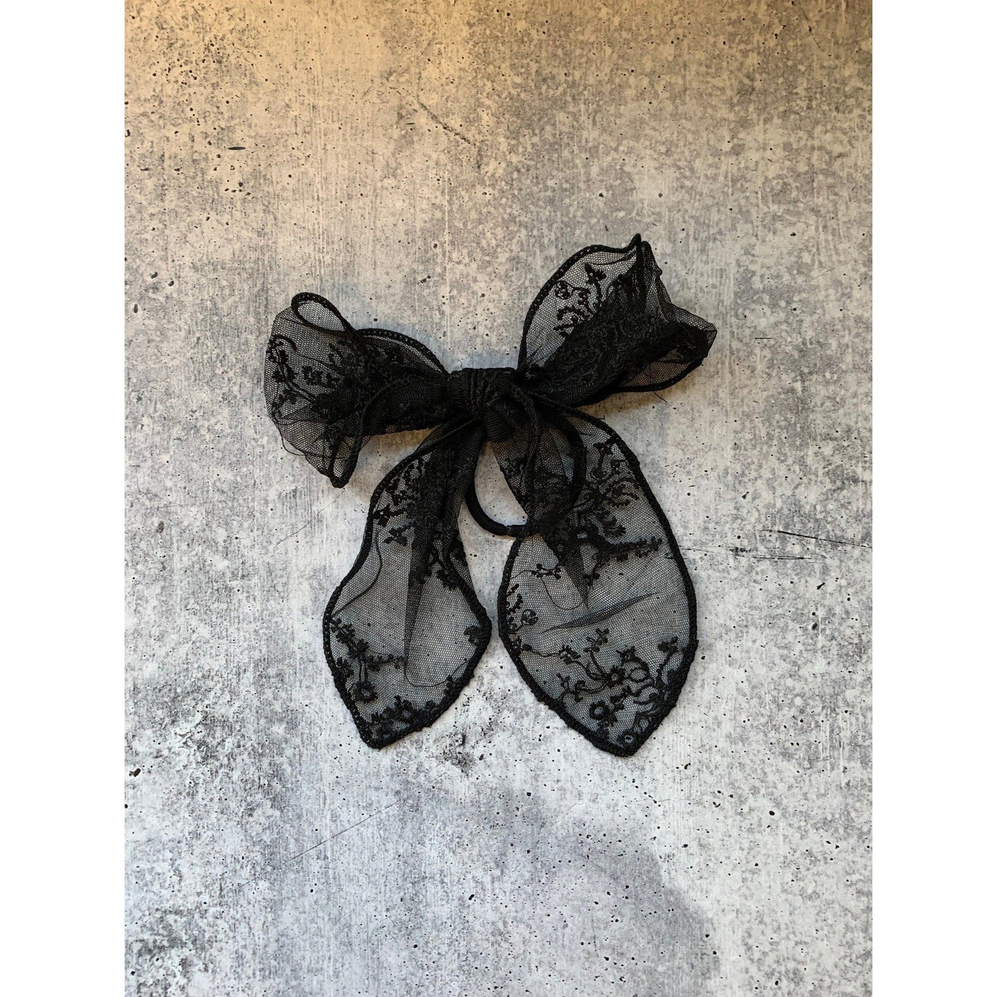 Black Lace Hair Bow with Hair Elastic