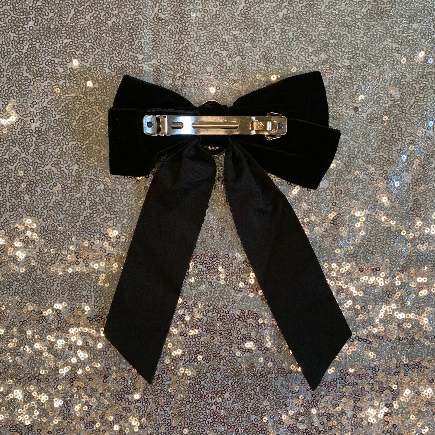 Black Velvet Cameo Hair Clip Bow