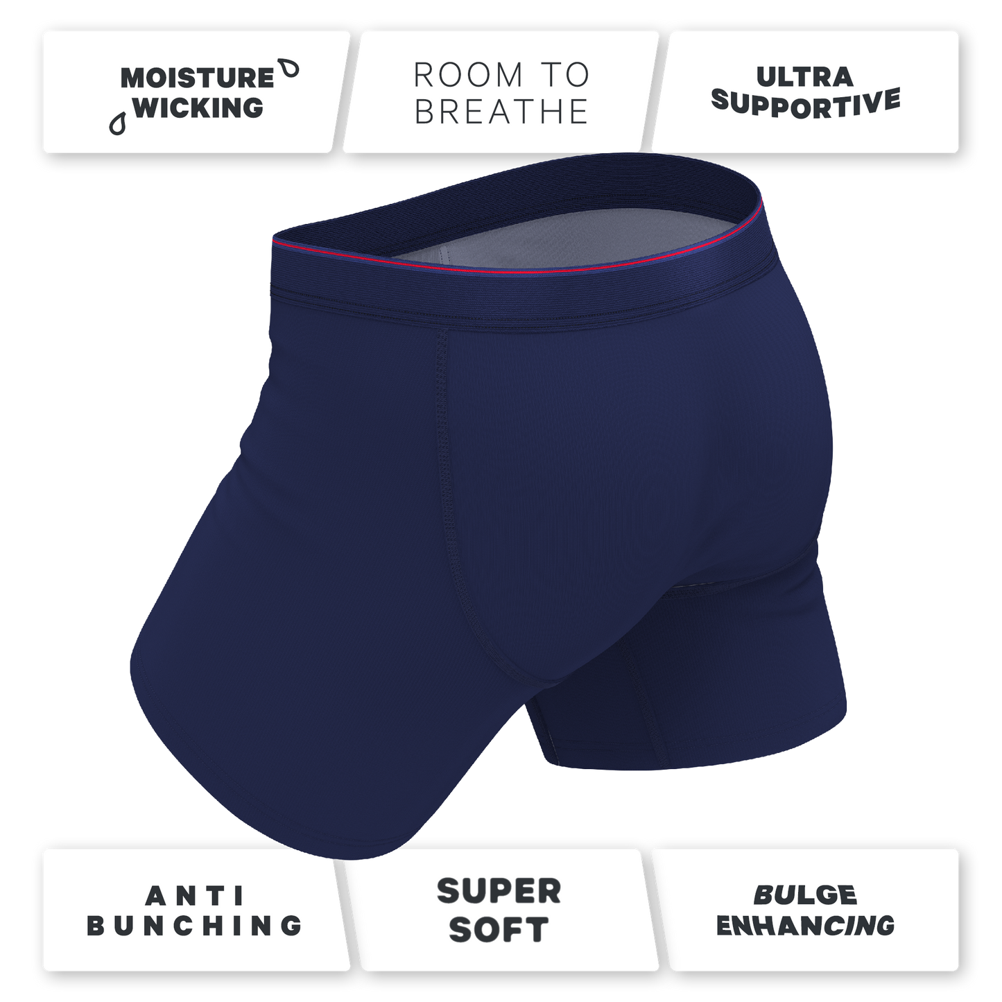 The Blueberry Pie | Red Tip Navy Ball Hammock® Pouch Underwear