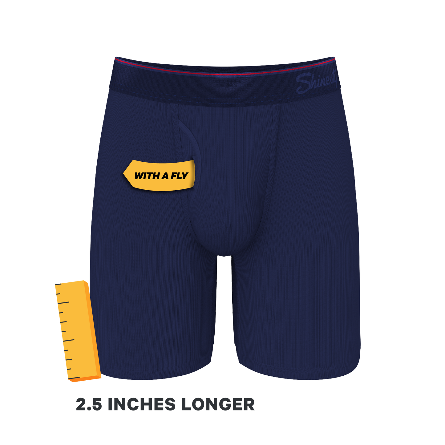 The Blueberry Pie | Red Tip Navy Long Leg Ball Hammock® Pouch Underwear With Fly