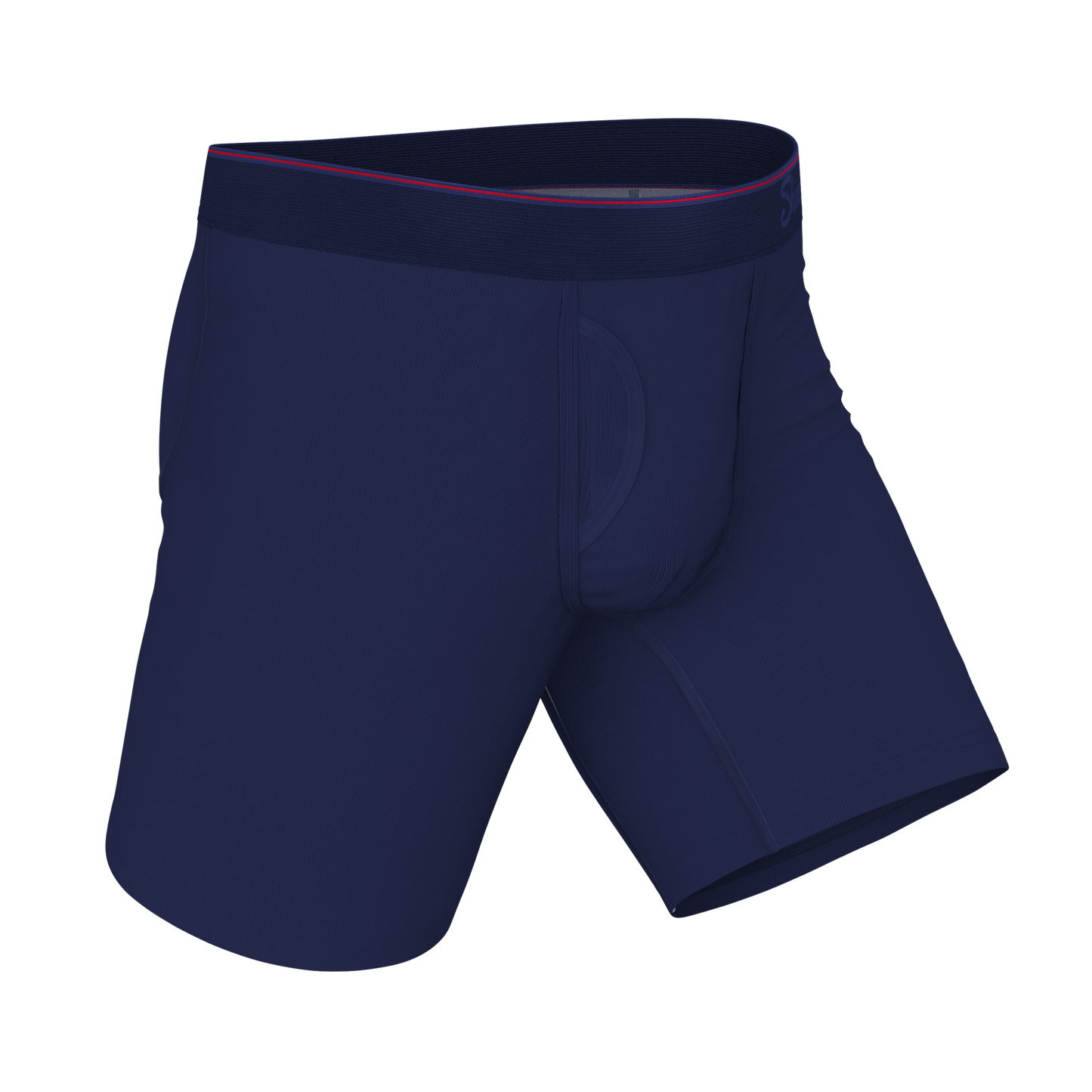 The Blueberry Pie | Red Tip Navy Long Leg Ball Hammock® Pouch Underwear With Fly