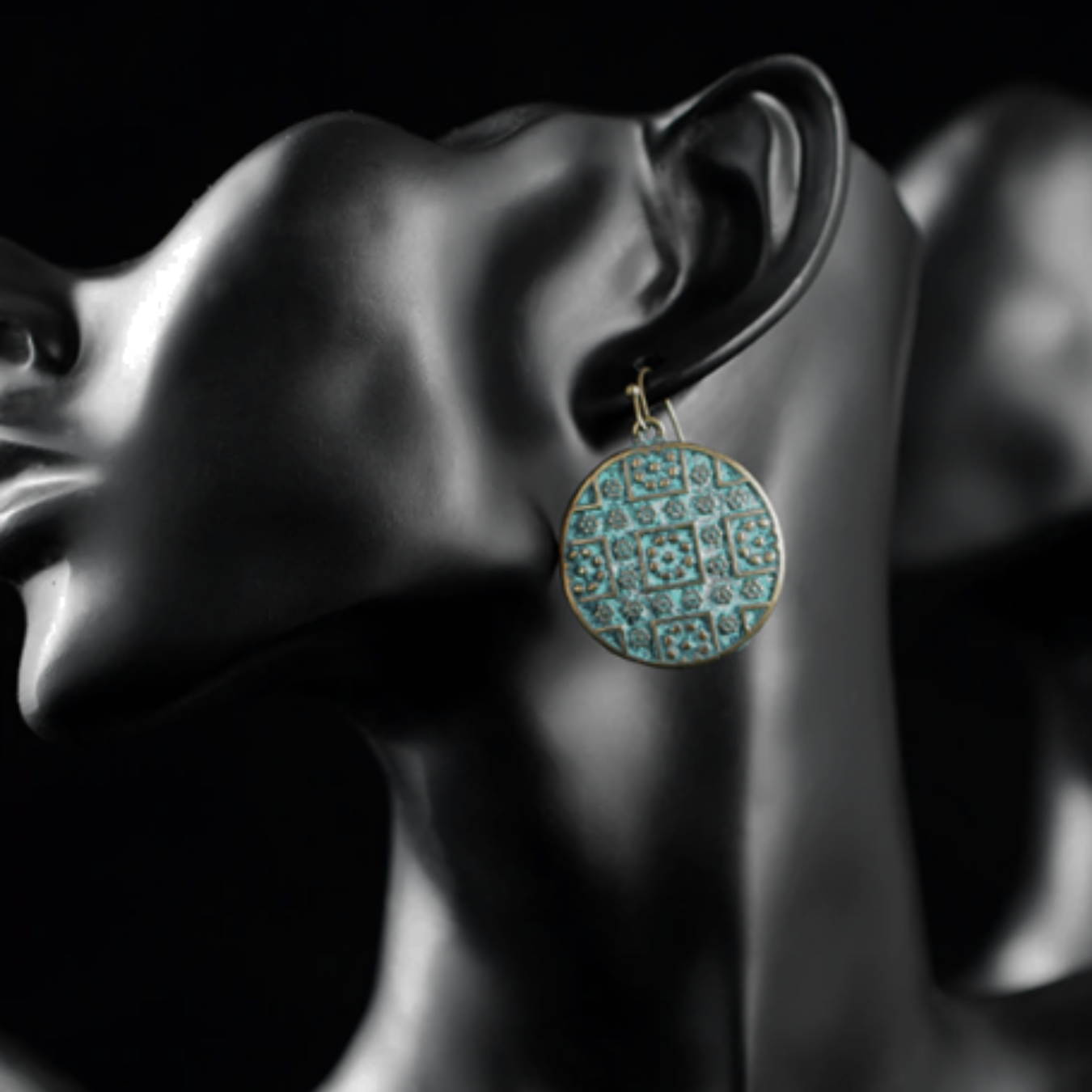 Brass Boho Chic Round Drop Earrings