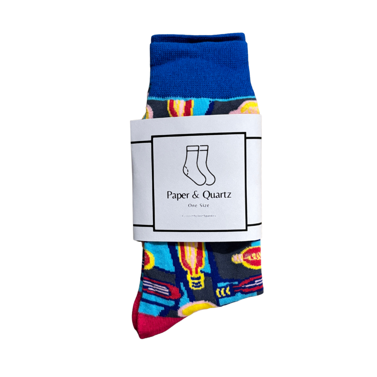 Bright Idea! Light Bulb Colorful Cotton Socks | Blue Women‘s Crew Socks