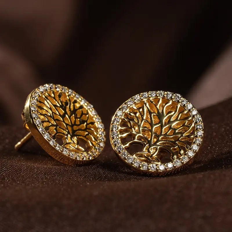 Celtic Tree of Life™ 18K Yellow Gold Diamond Earrings