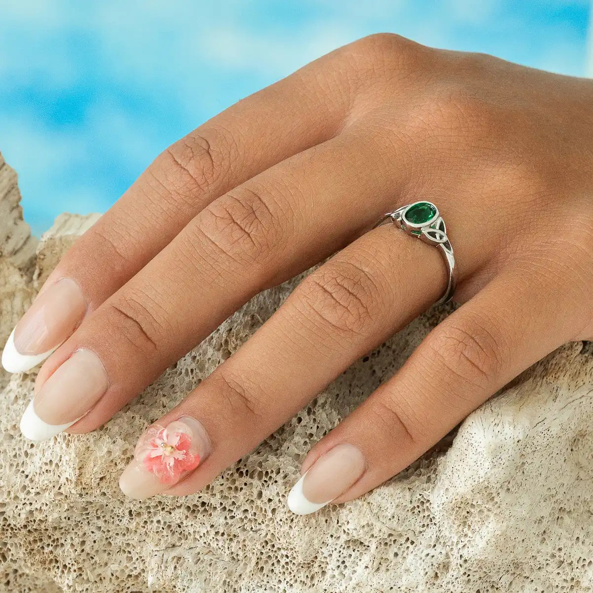 Celtic Magic™ Ring — 18K White Gold | Oval Emerald