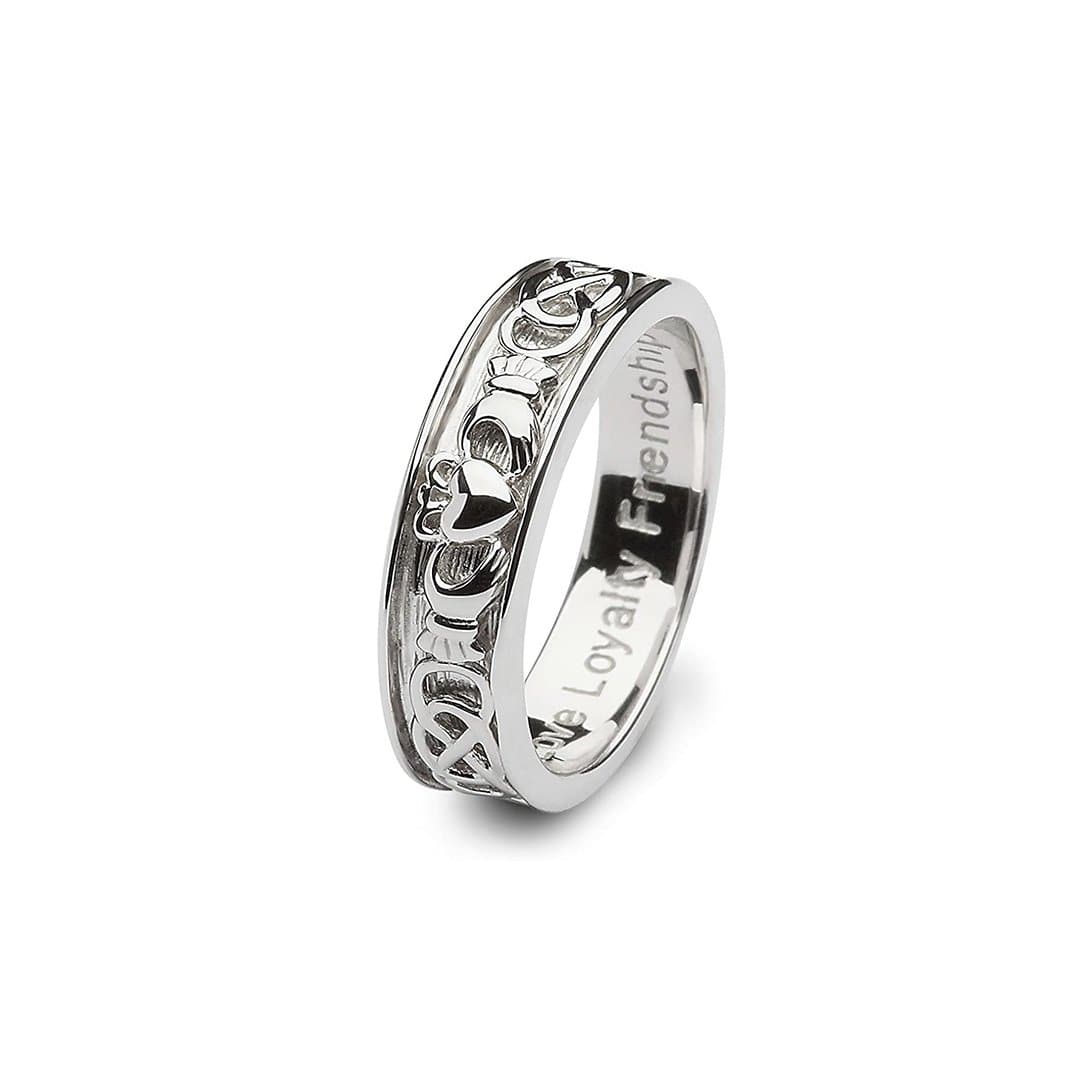 Men's Claddagh Ring | 18K White Gold Band