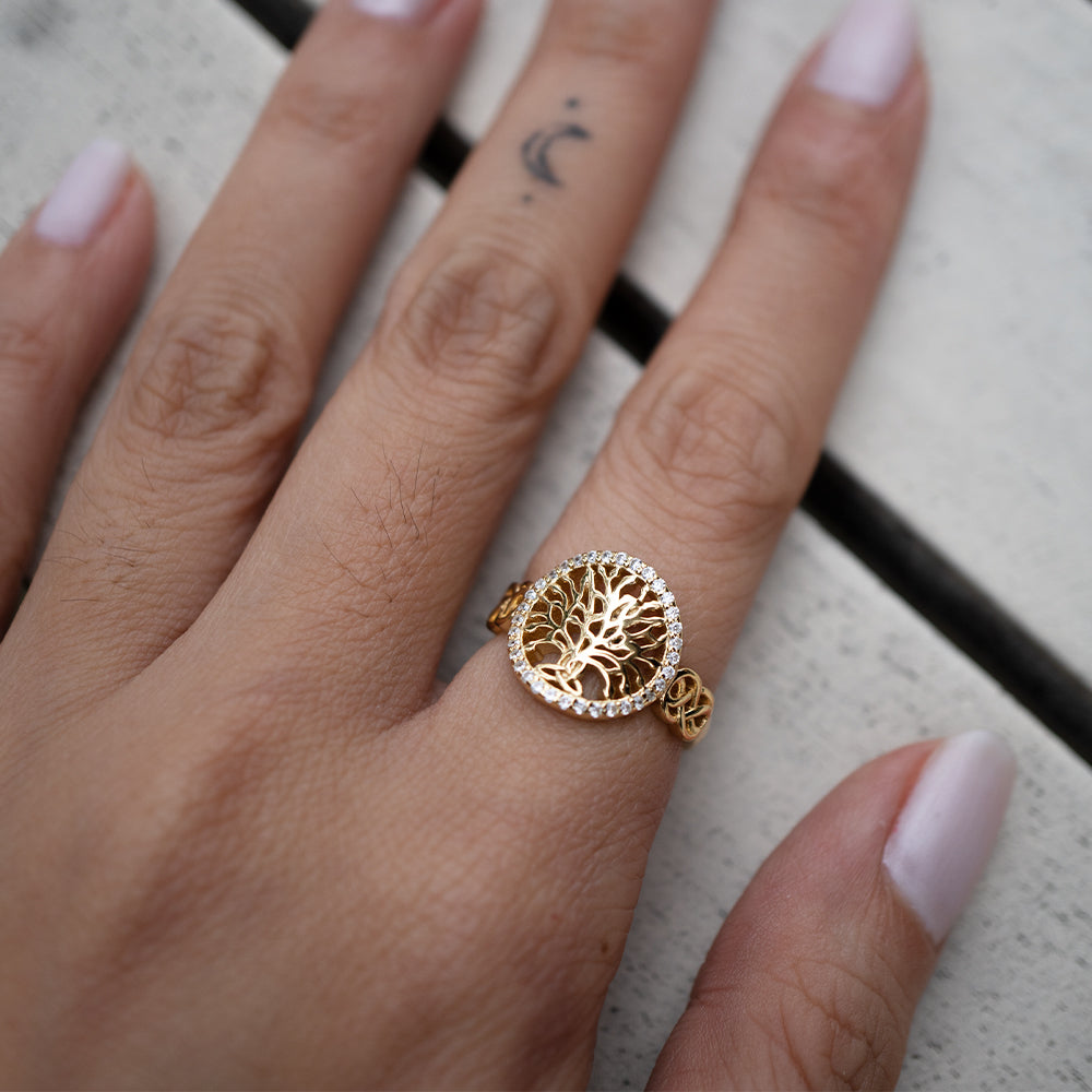 Celtic Tree of Life™ 18K Yellow Gold Diamond Ring