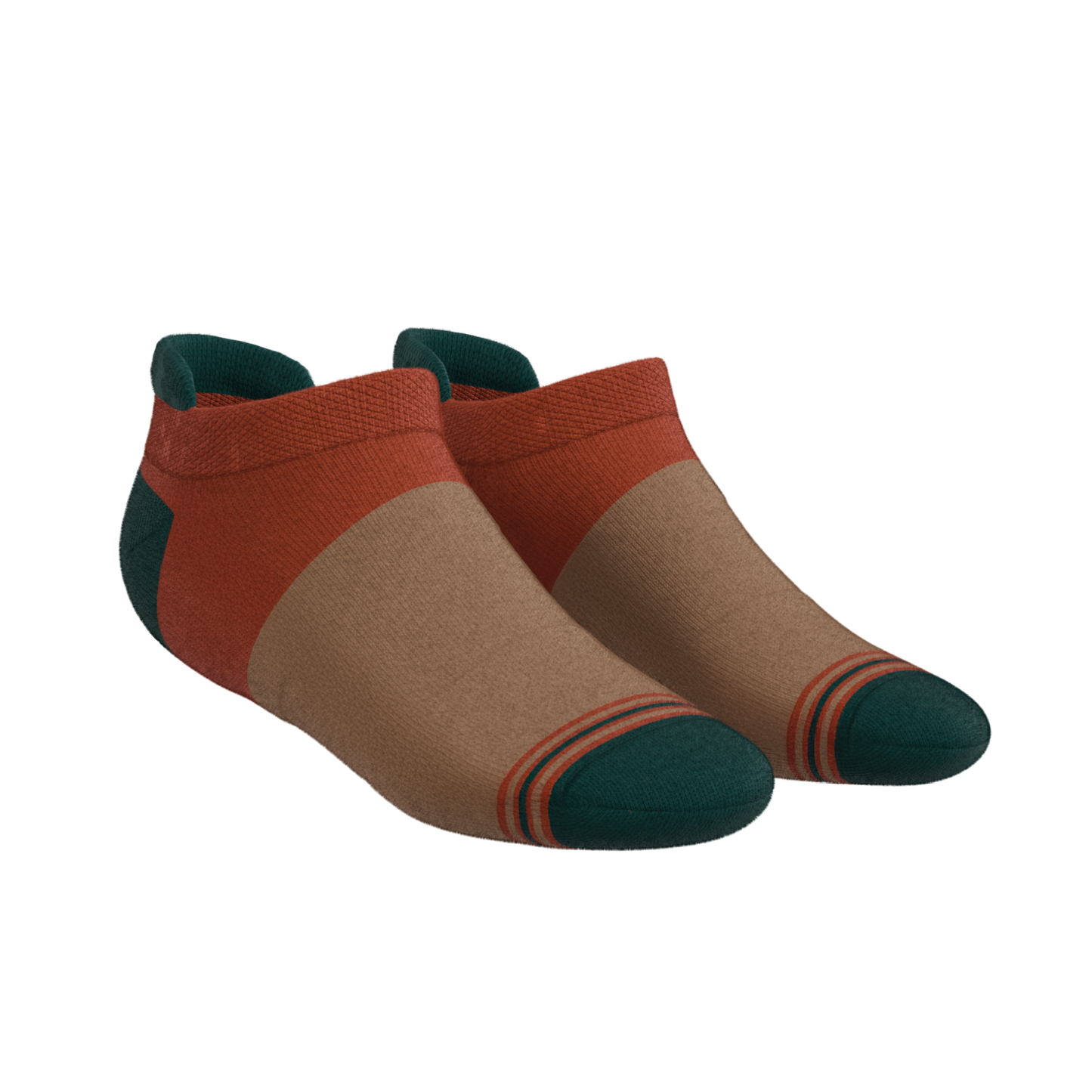 The Car Camper | Earth Tone Color Block Heel Hammock™ Ankle Socks