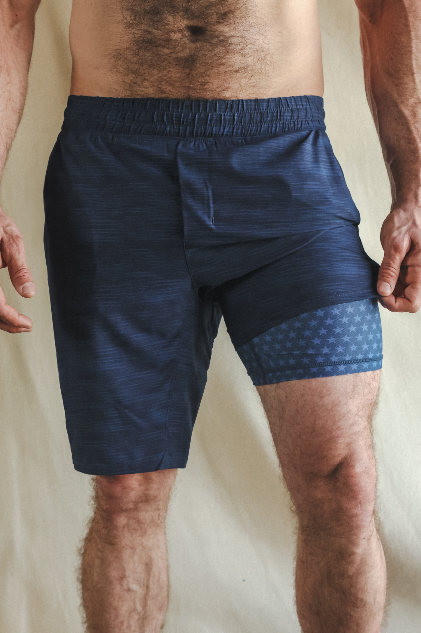 The Cardio King | Navy Space Dye Ball Hammock® 9 Inch Athletic Shorts