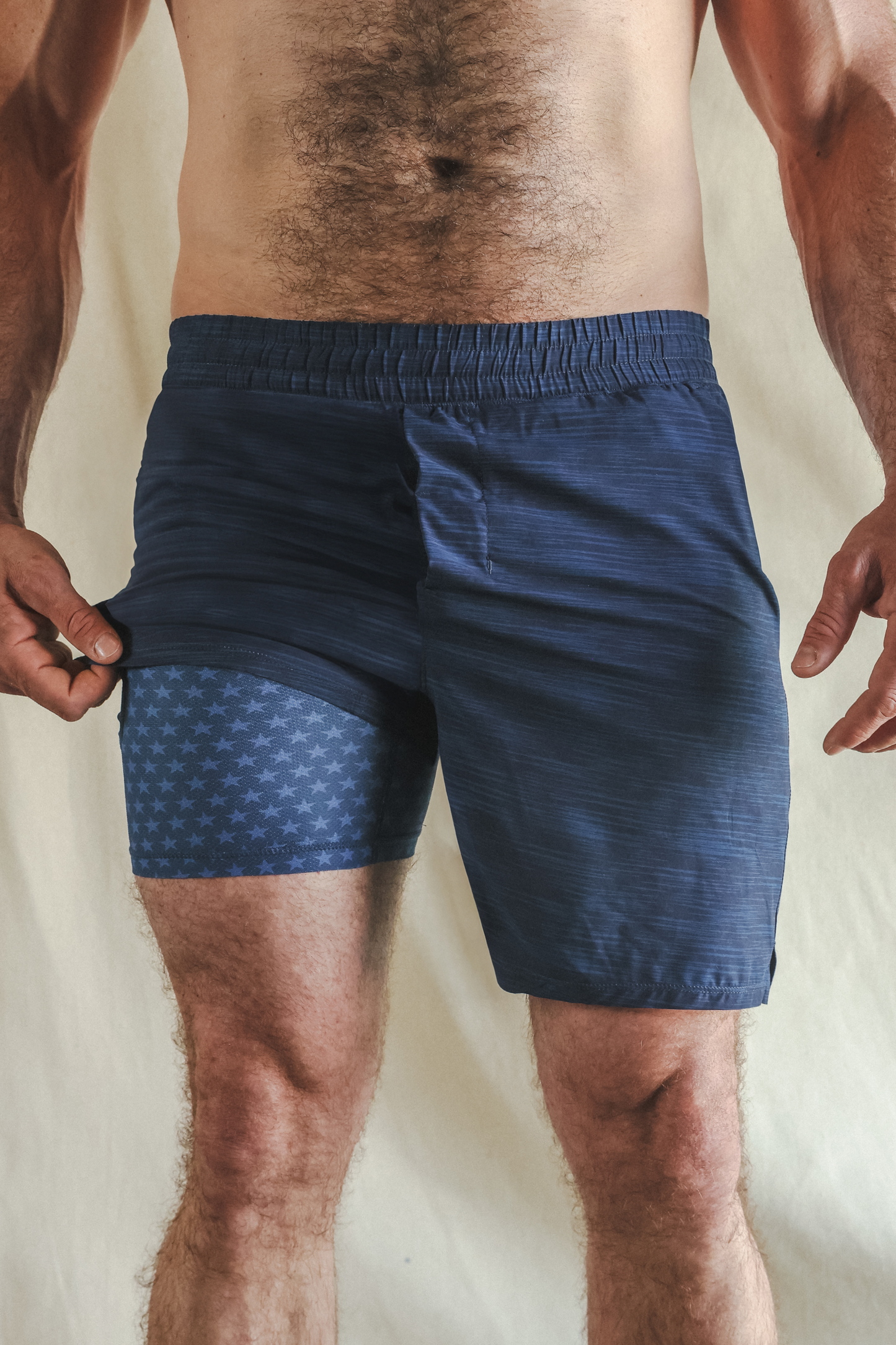 The Cardio King | Navy Space Dye Ball Hammock® 7 Inch Athletic Shorts
