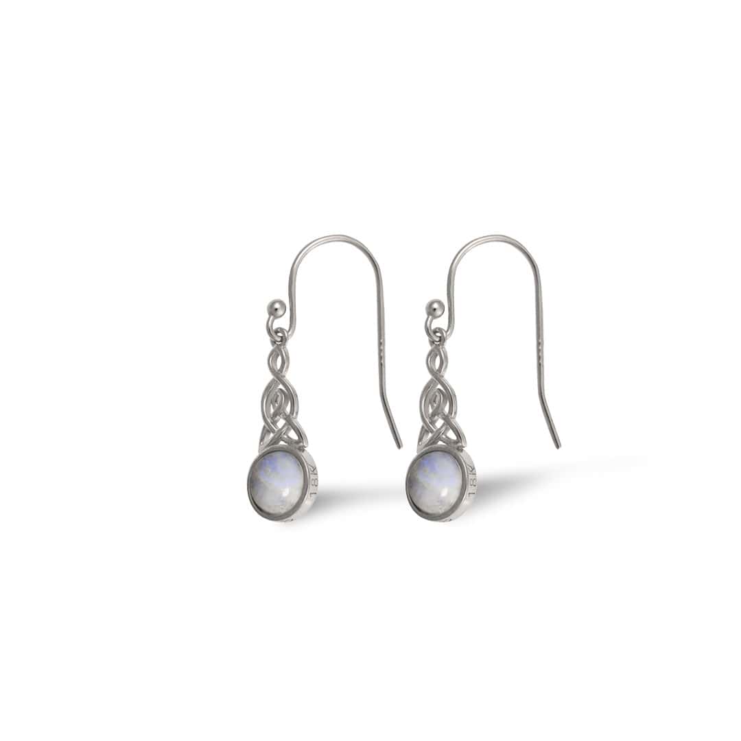 Celtic Mother™ 18K White Gold Moonstone Earrings