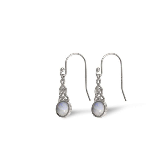 Celtic Mother™ 18K White Gold Moonstone Earrings