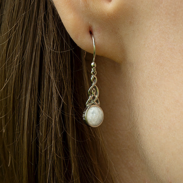 Celtic Mother™ 18K White Gold Moonstone Earrings