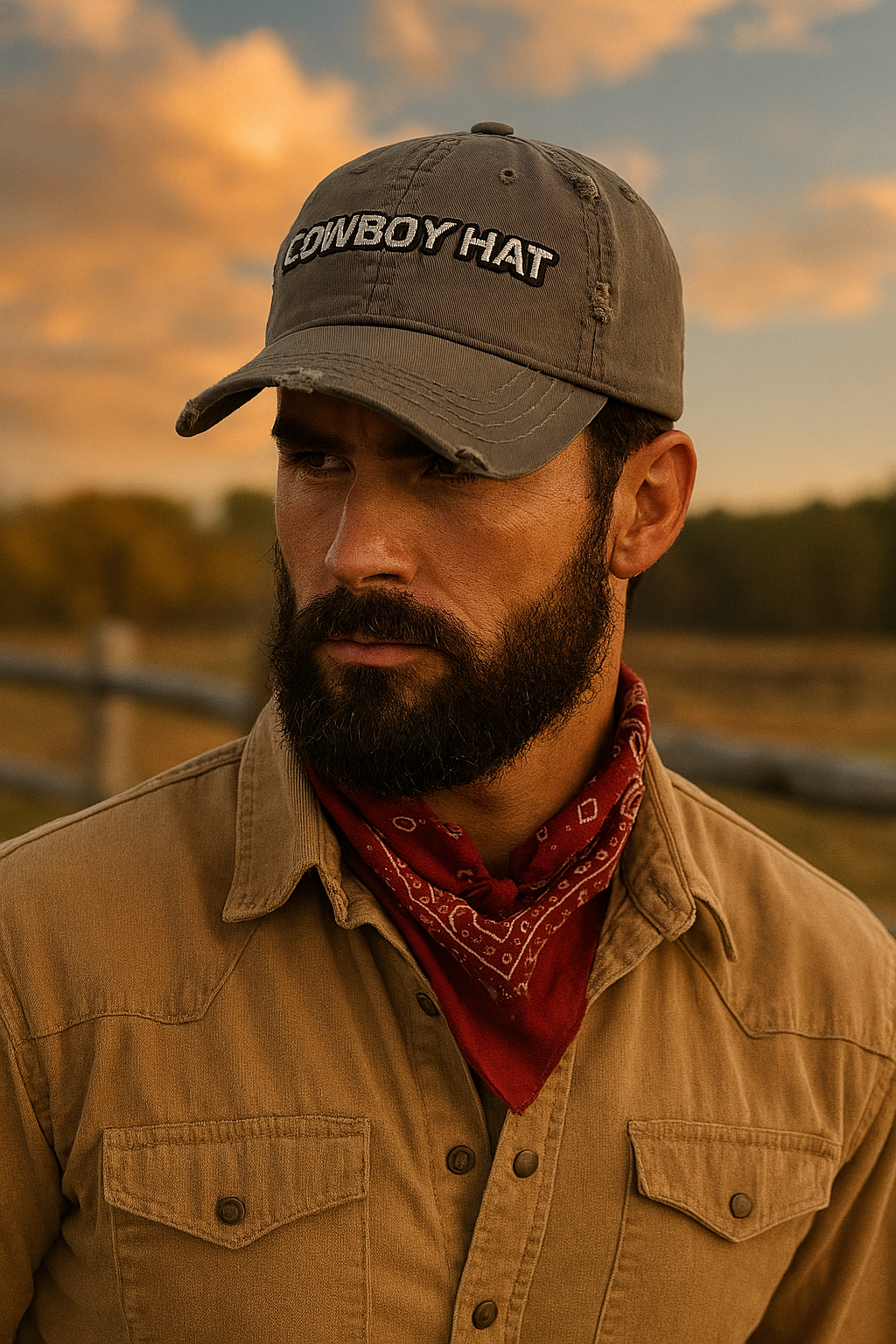 Cowboy Hat Distressed Baseball Cap