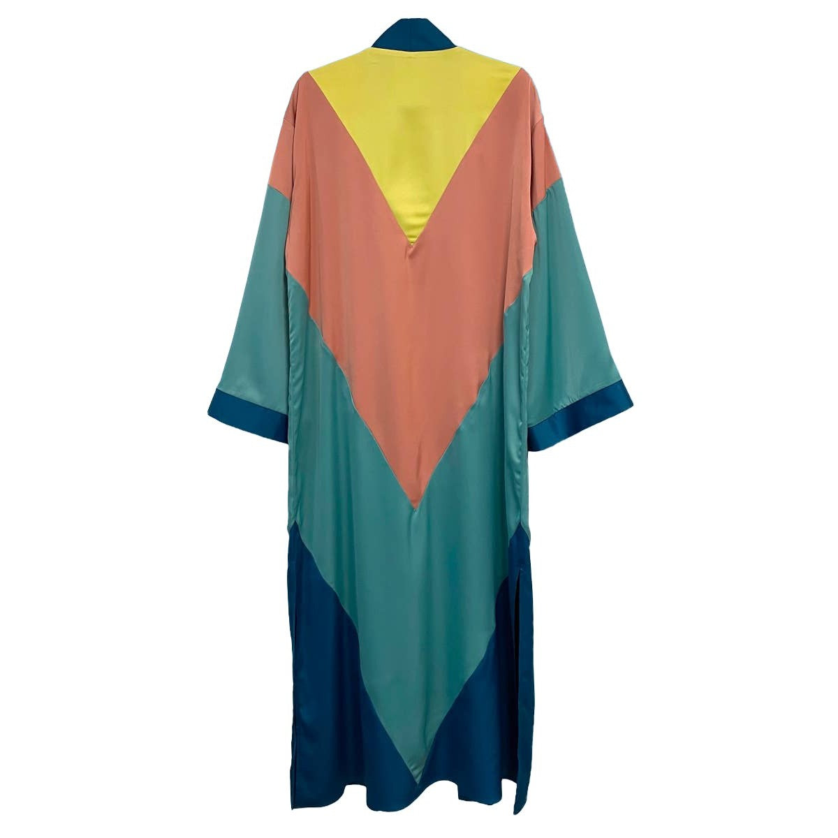 Chevron Kimono Big Long Textured Satin Duster | Light Jacket, Outdoor Robe, Swimsuit Coverup | Sizes SM-XL