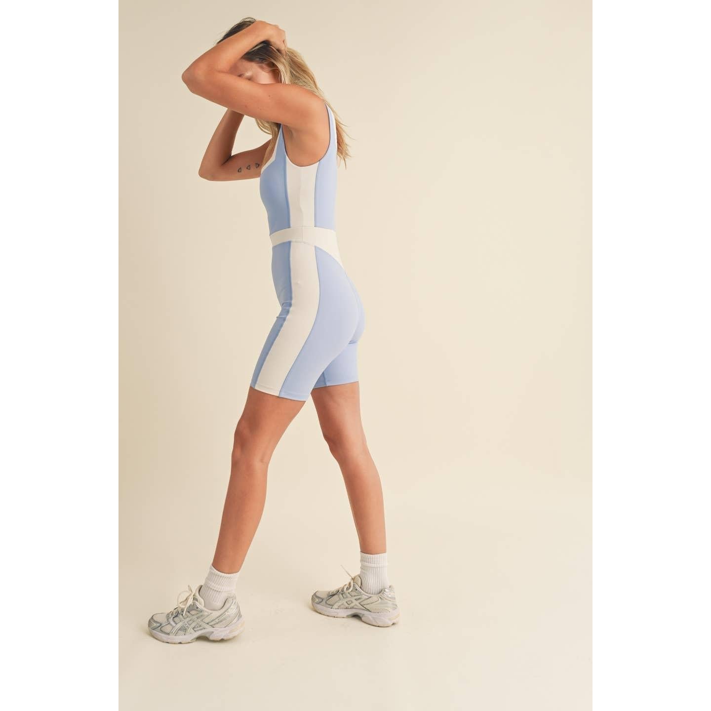 Color Block Romper in Blue [Sizes S-L]