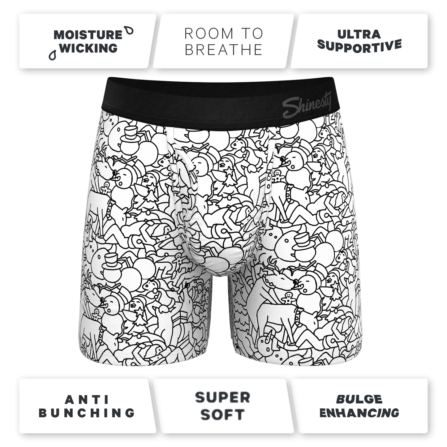 The Coloring Book | Outline Christmas Scene with Markers Ball Hammock® Pouch Underwear With Fly