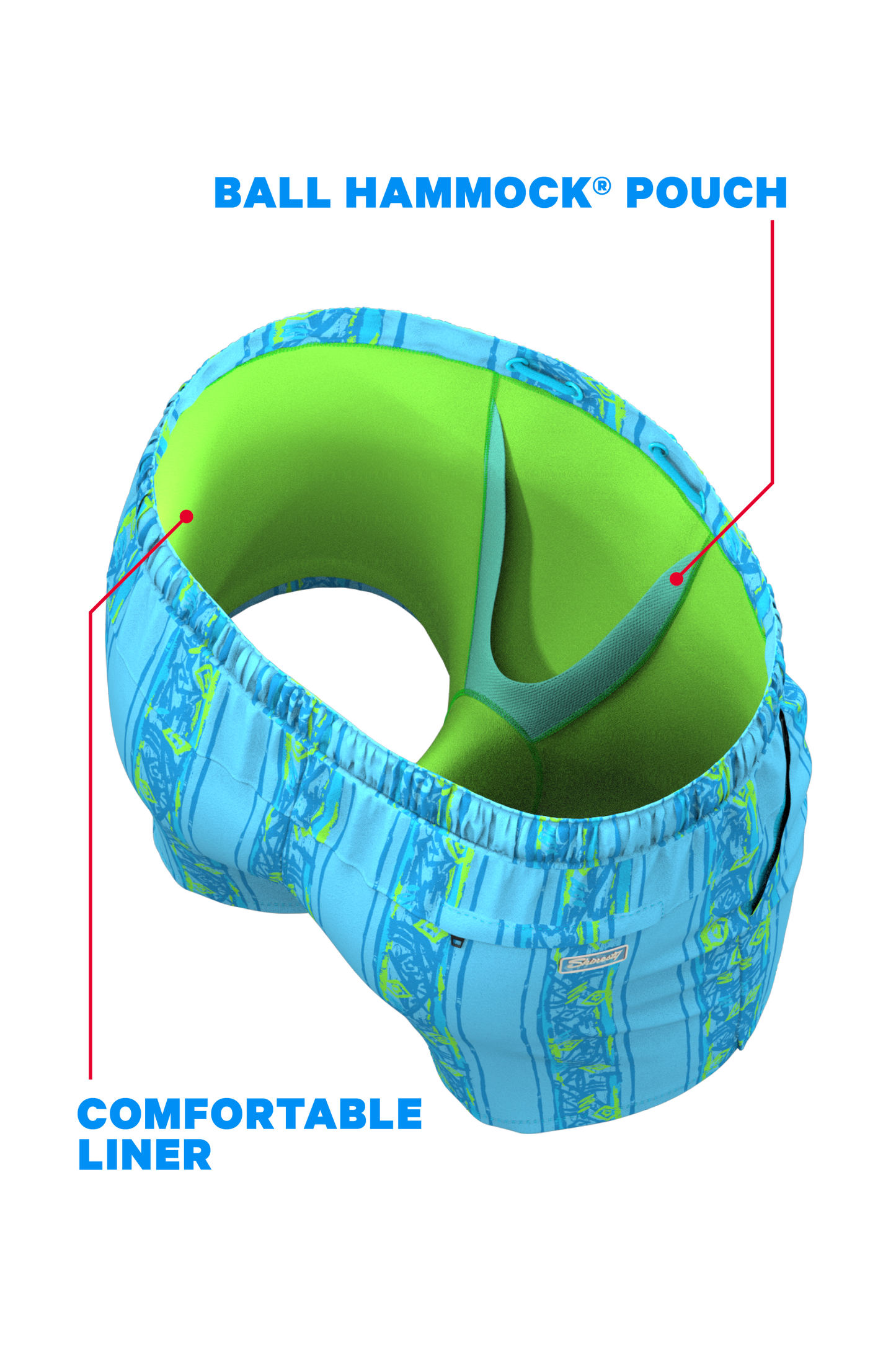 The Conch Shell | Light Blue Retro Ball Hammock® Pouch 5" Swim Trunks