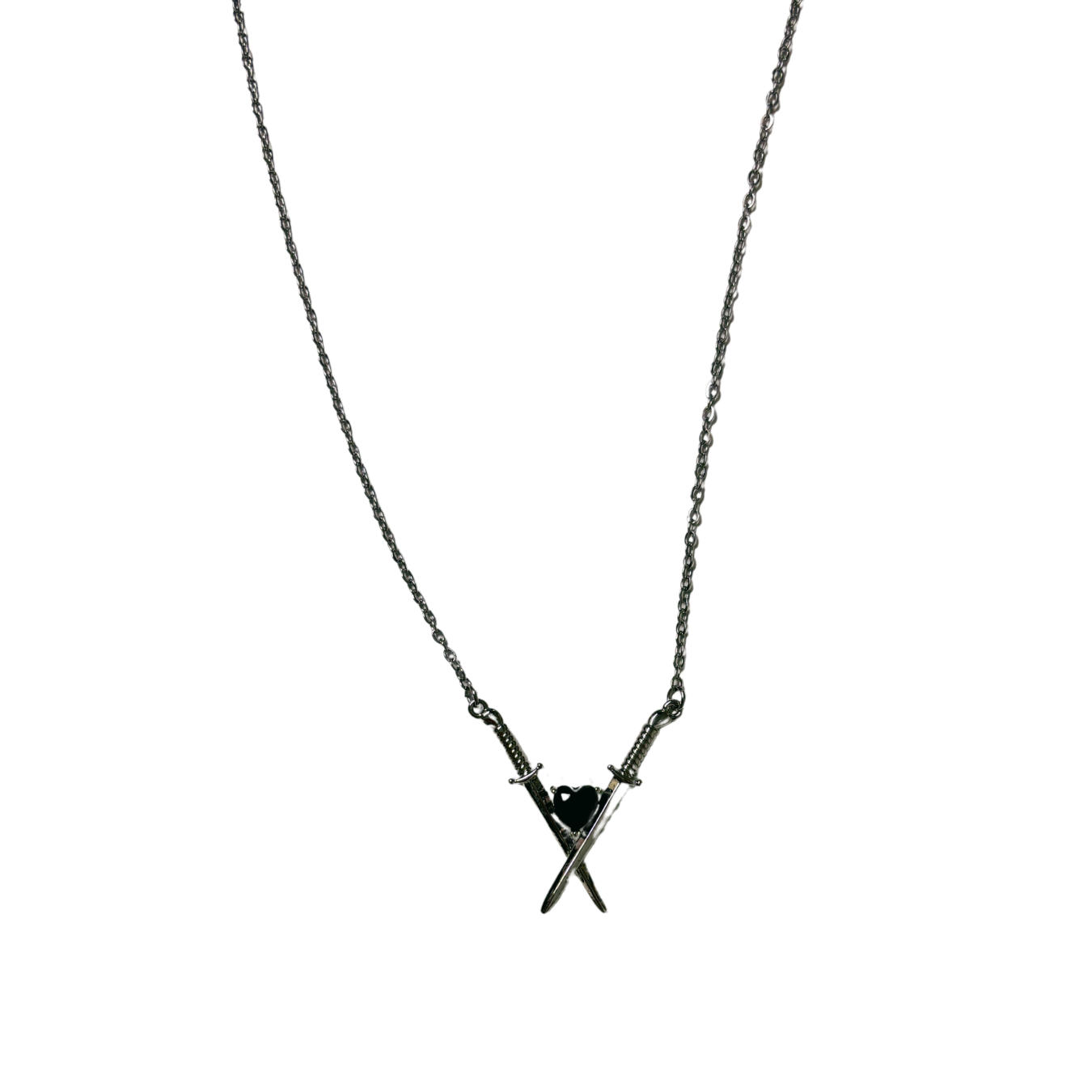 Crossed Swords ⚔️🖤⚔️ Necklace in Silver