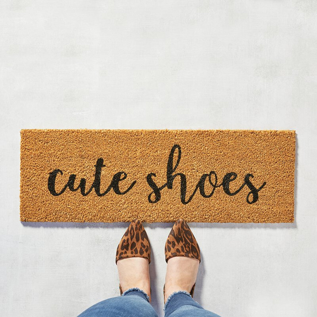Cute Shoes Coir Door Mat | Welcome Outdoor Indoor Rug | 30" x 10"