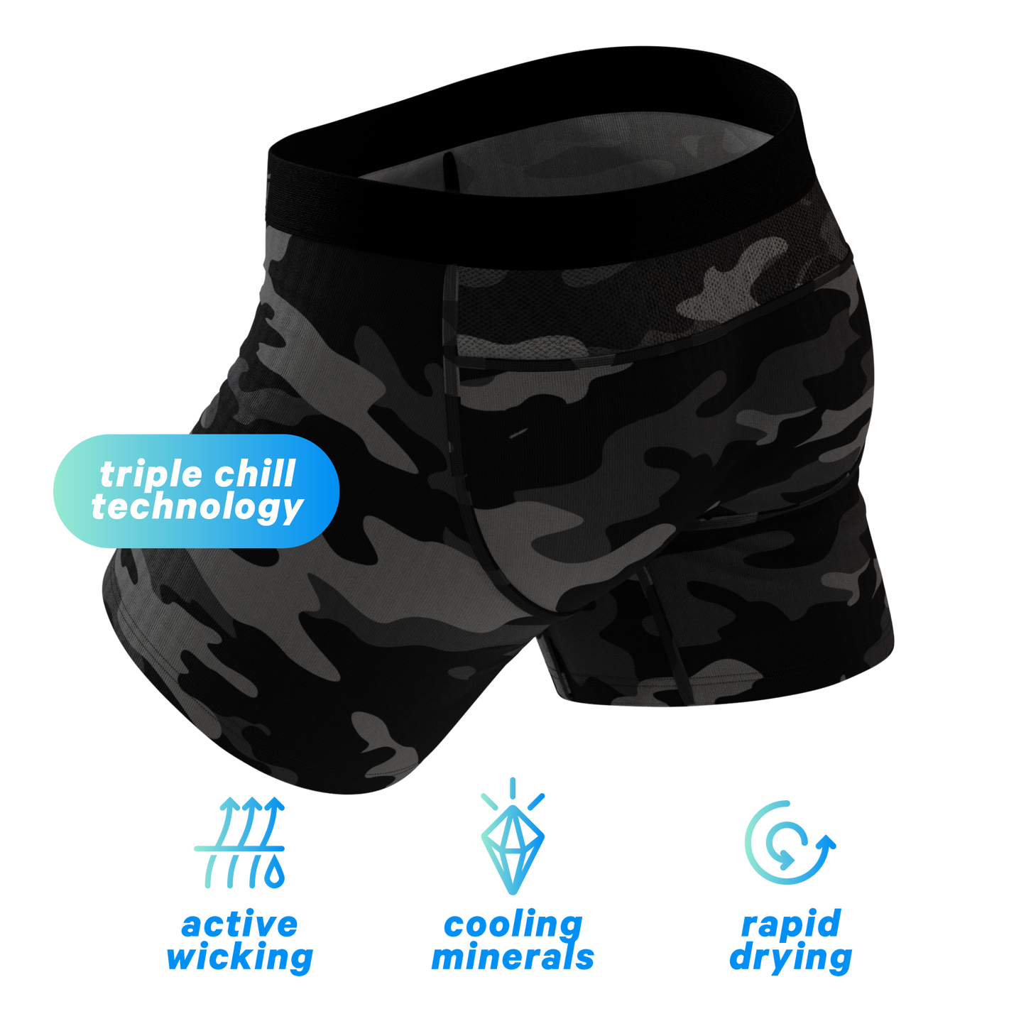 The Darkside | Black Camouflage paradICE™ Cooling Ball Hammock® Underwear