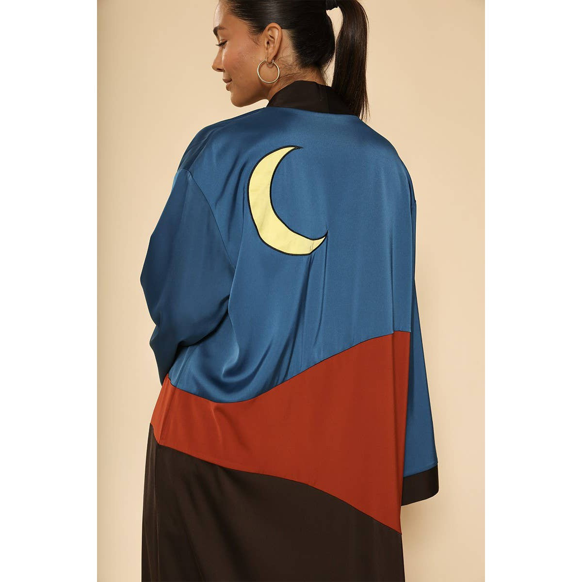 Desert Night Kimono Big Long Textured Satin Duster | Light Jacket, Outdoor Robe, Swimsuit Coverup | Sizes S-1X