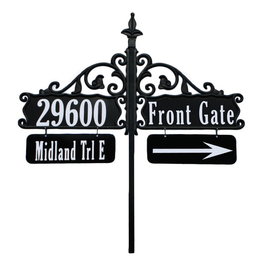 Double Boardwalk Reflective Address Signs with Two 4x12 Nameplates