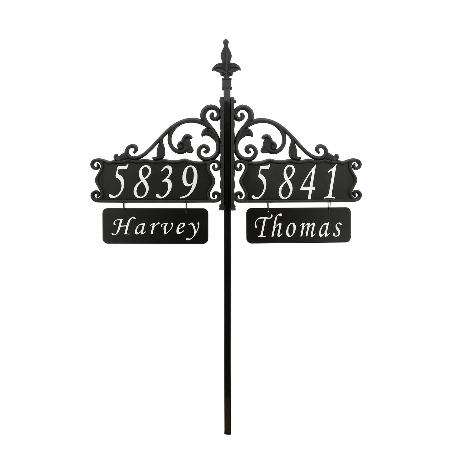 Double Boardwalk Reflective Address Signs with Two 4x12 Nameplates