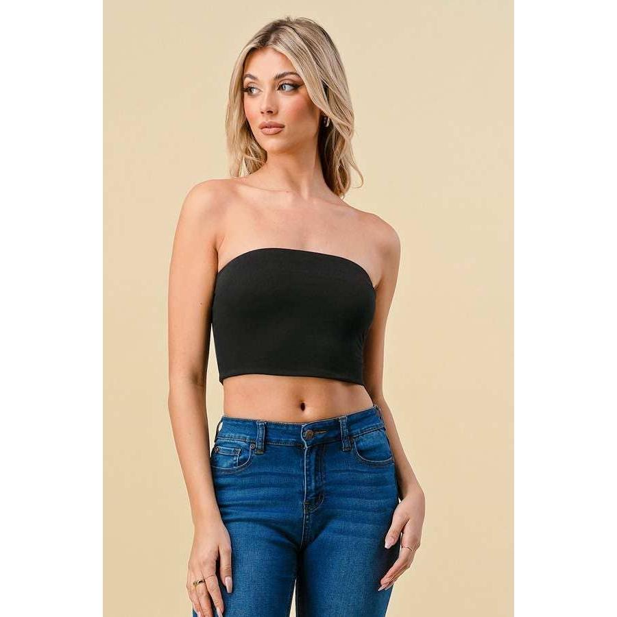 Doubled Layered Back Lace Up Tube Top | Casual Style Sleeveless Cropped Top [Available in Sizes SM-L]