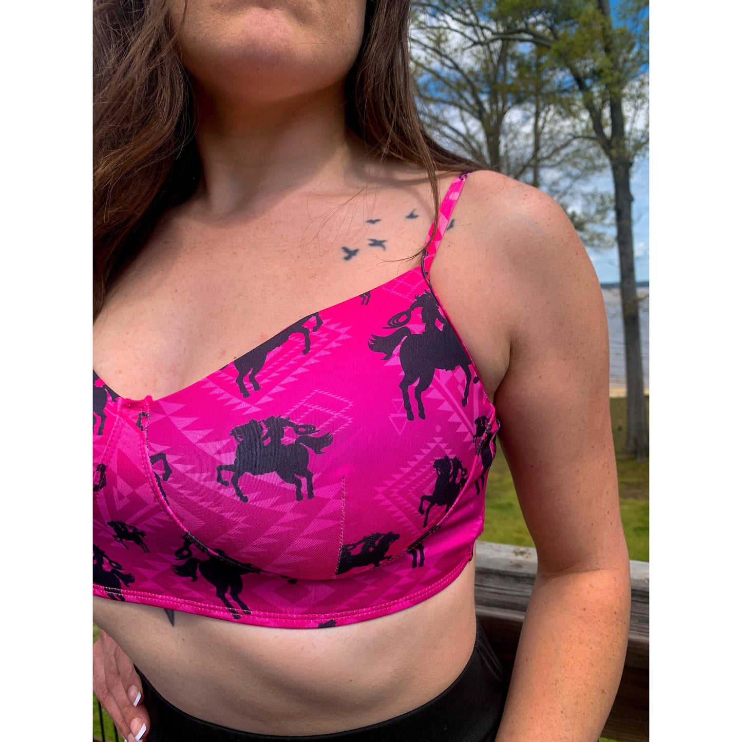 Freeda Spaghetti Strap Bustier Top, Swim, or Athletic Bralette |Serape or Pink Cowgirl [Sizes SM-L]