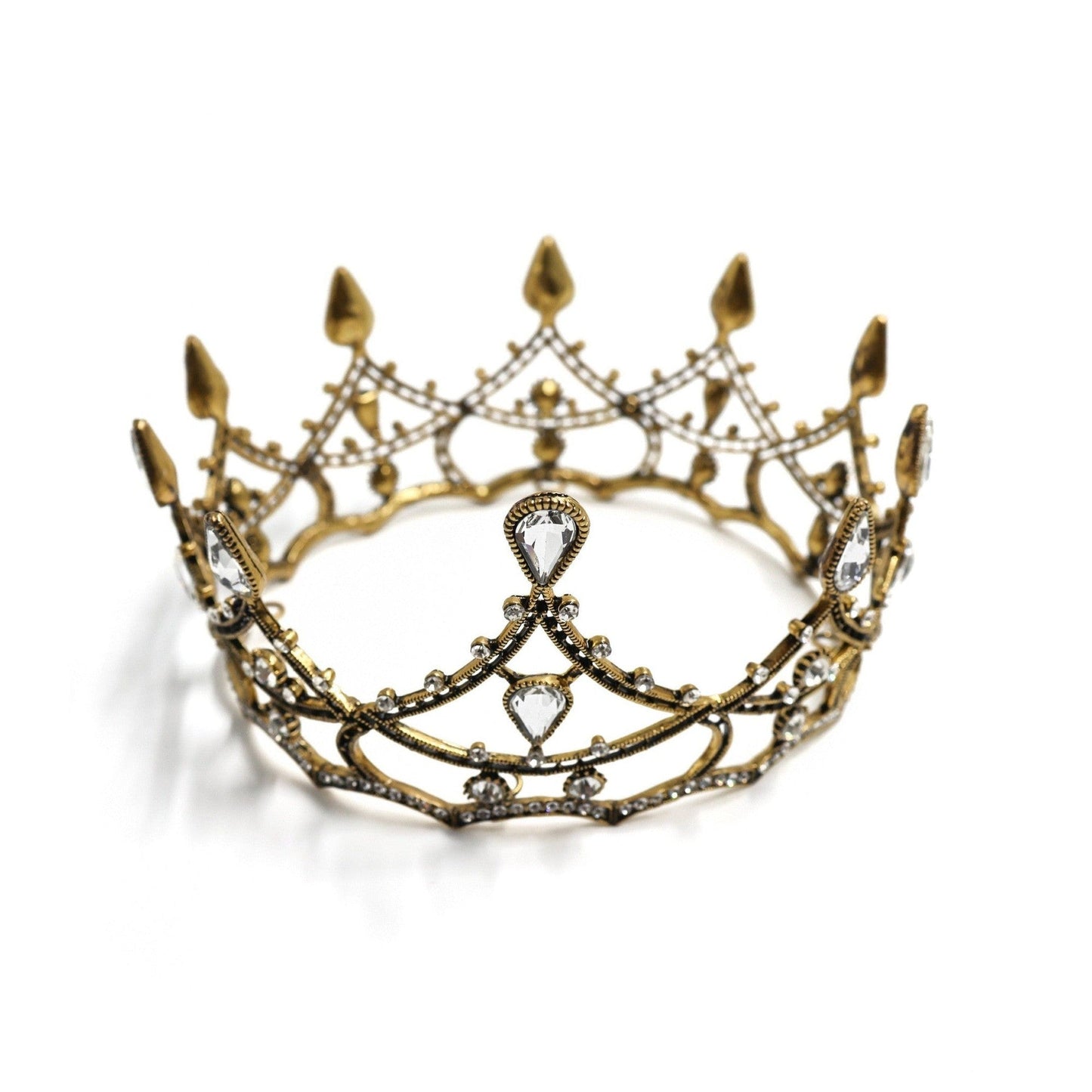 Gothic Structures Mini Crown Tiara in Antiqued Gold