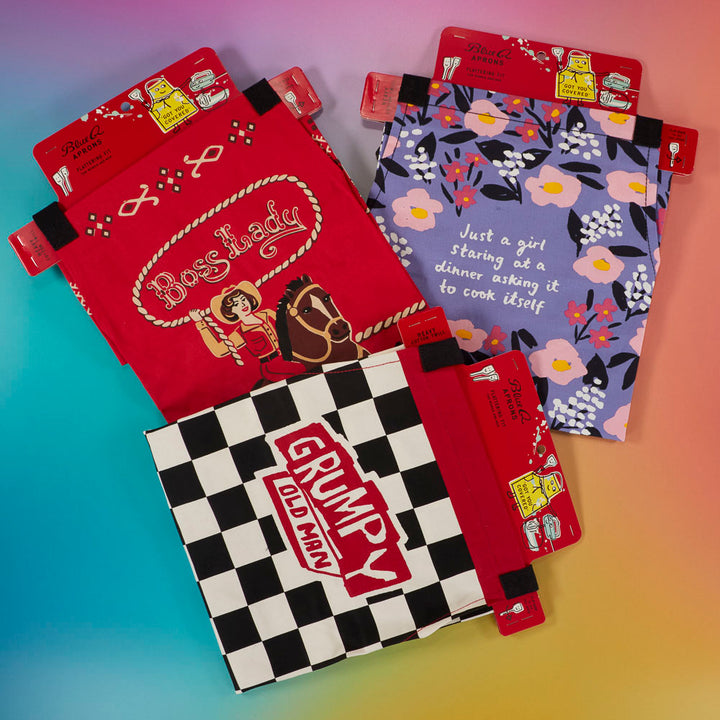 Grumpy Old Man Funny Cooking and BBQ Apron 2 Pockets Adjustable Strap 100% Cotton | BlueQ at GetBullish | Father's Day Gift