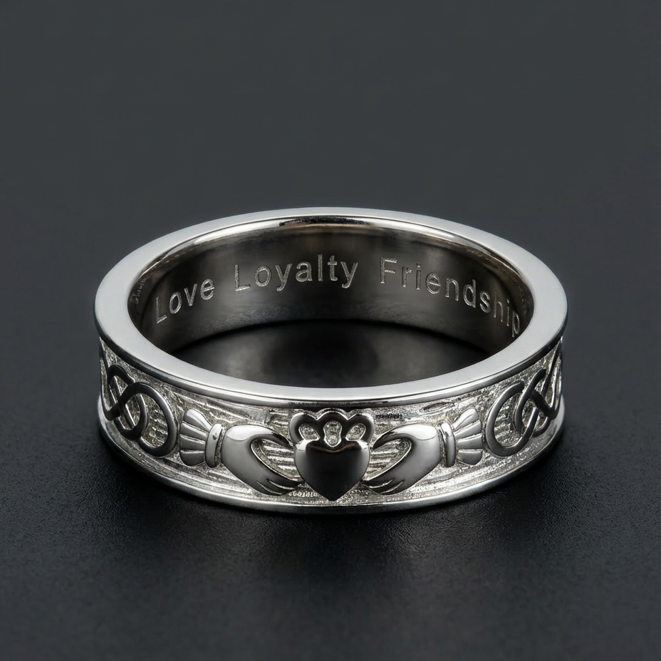 Men's Claddagh Ring | 18K White Gold Band