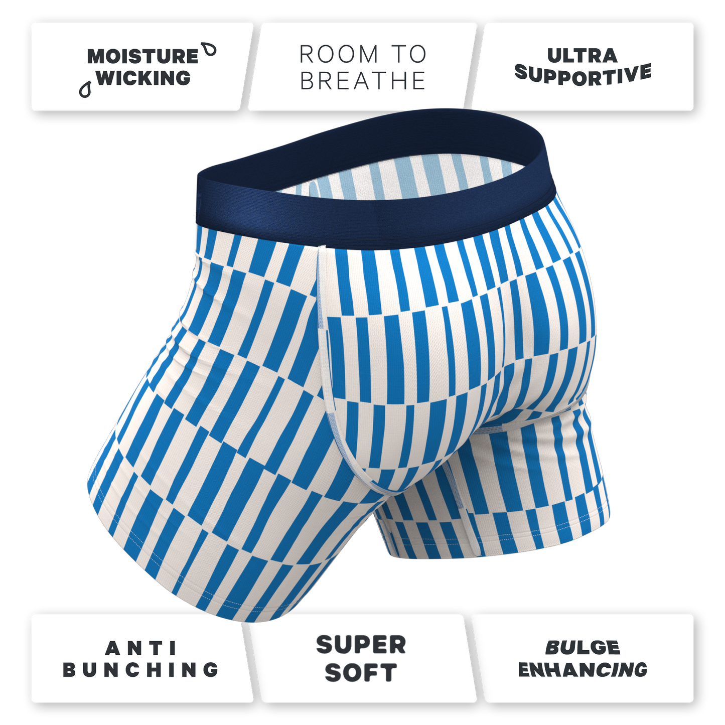 The Hamptons | Blue Mosaic Stripe Ball Hammock® Pouch Underwear With Fly