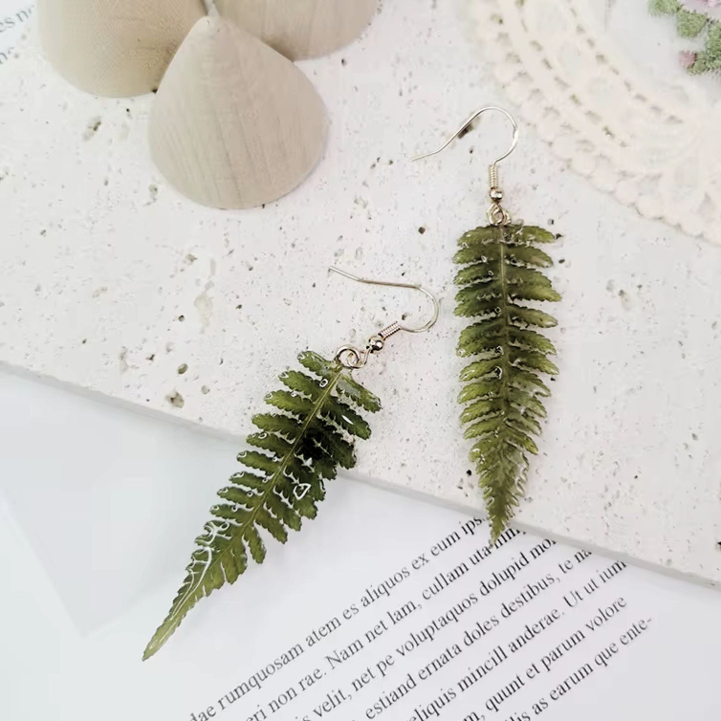 Handmade Fern Earrings Real Leaves in Resin | Nature-Inspired Jewelry