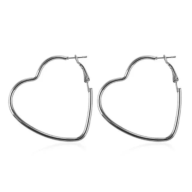 Heart Shaped Hoop Earrings (Silver or Gold)