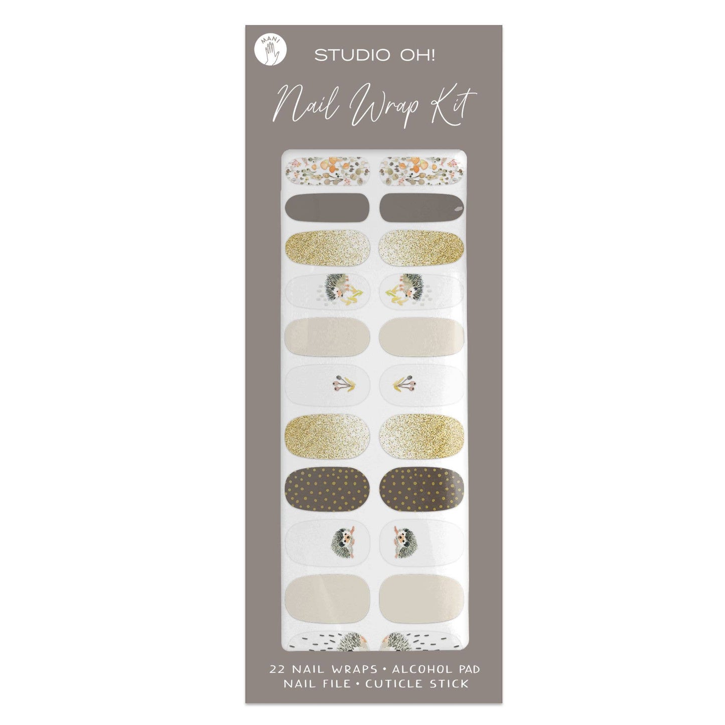 Hedgehogs Nail Wrap Kit | Porcupine Nail Care Arts Tools Accessories | On-the-go Travel Kit