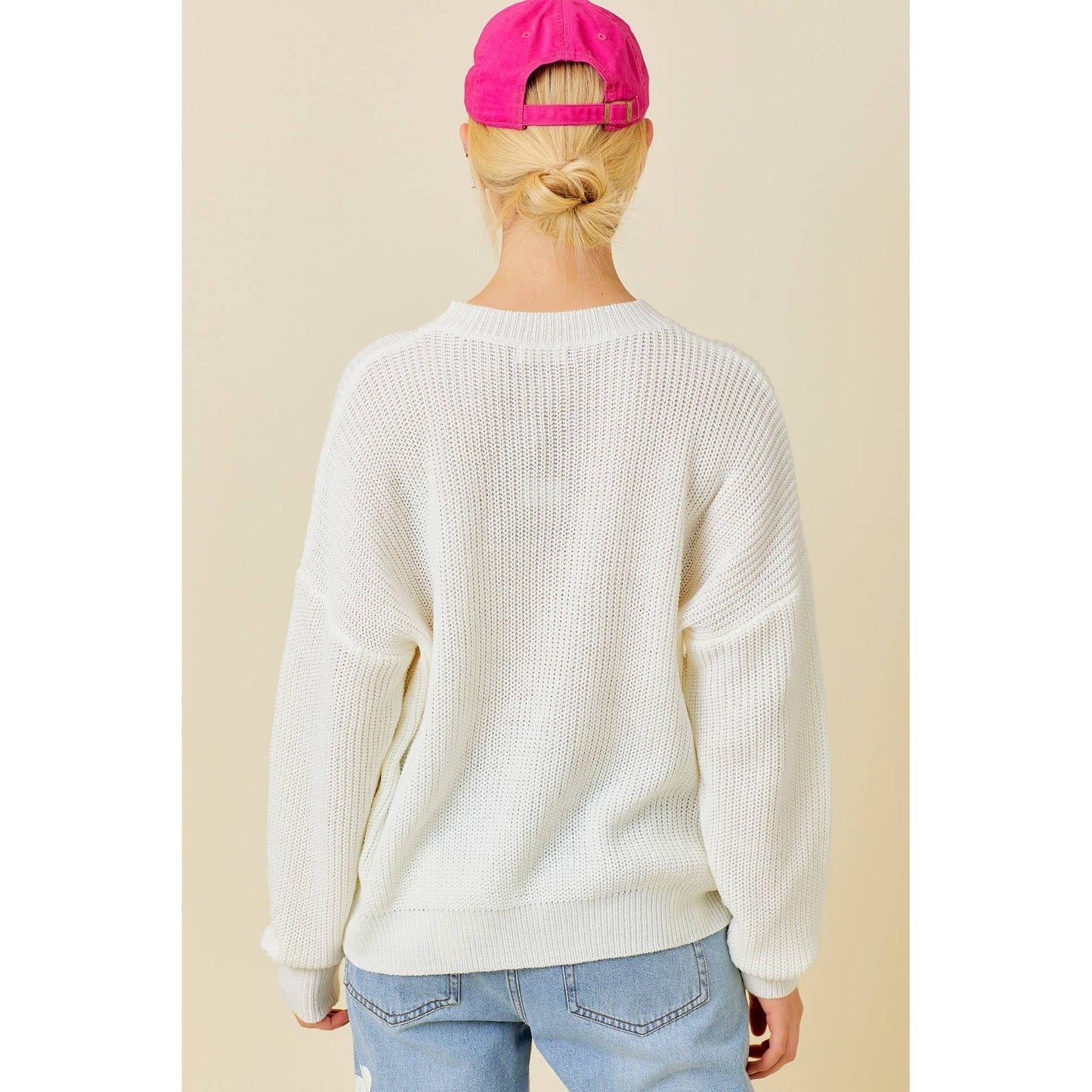 Hello Darling Flower Trim Sweater | Comfy Vintage Knit Sweatshirt [Size SM Remaining]