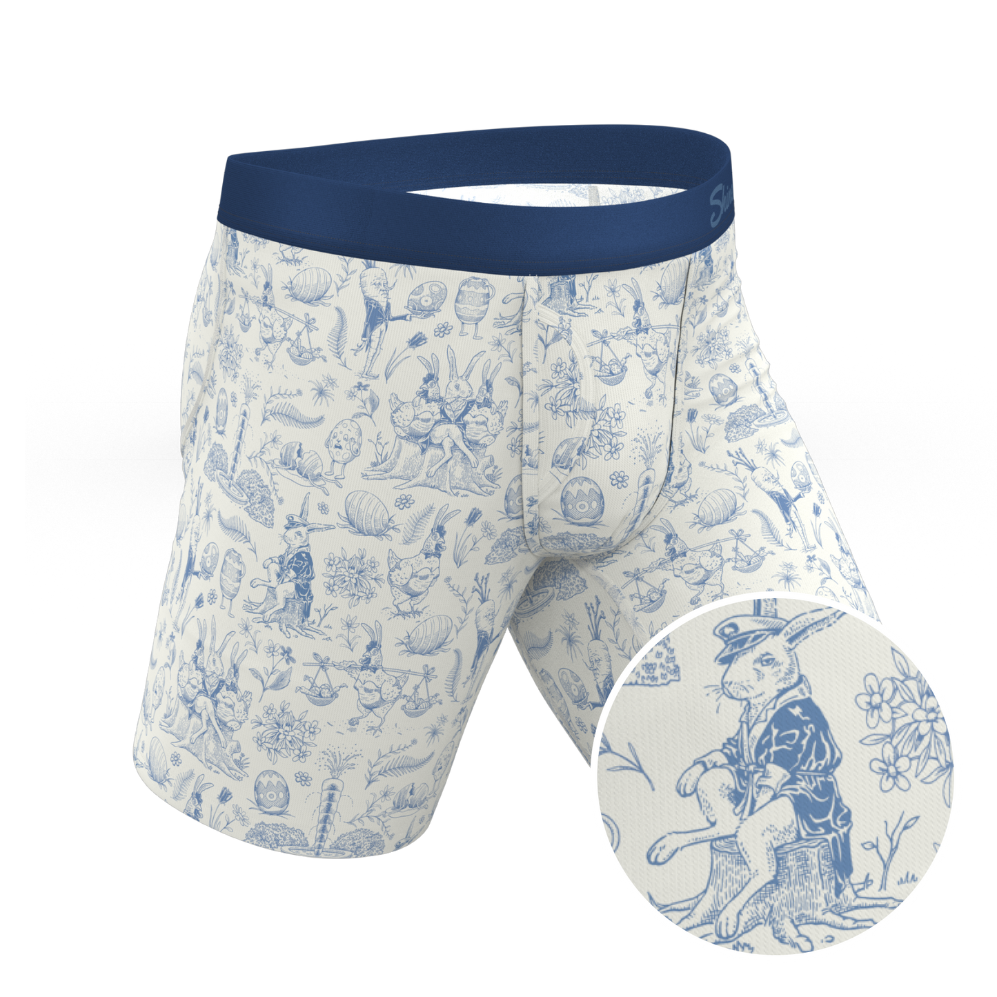 The Hot Cottontail | Easter Toile Long Leg Ball Hammock® Pouch Underwear With Fly