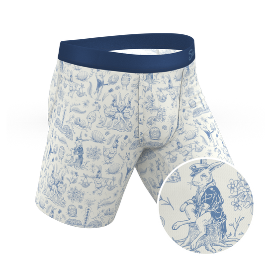 The Hot Cottontail | Easter Toile Long Leg Ball Hammock® Pouch Underwear With Fly