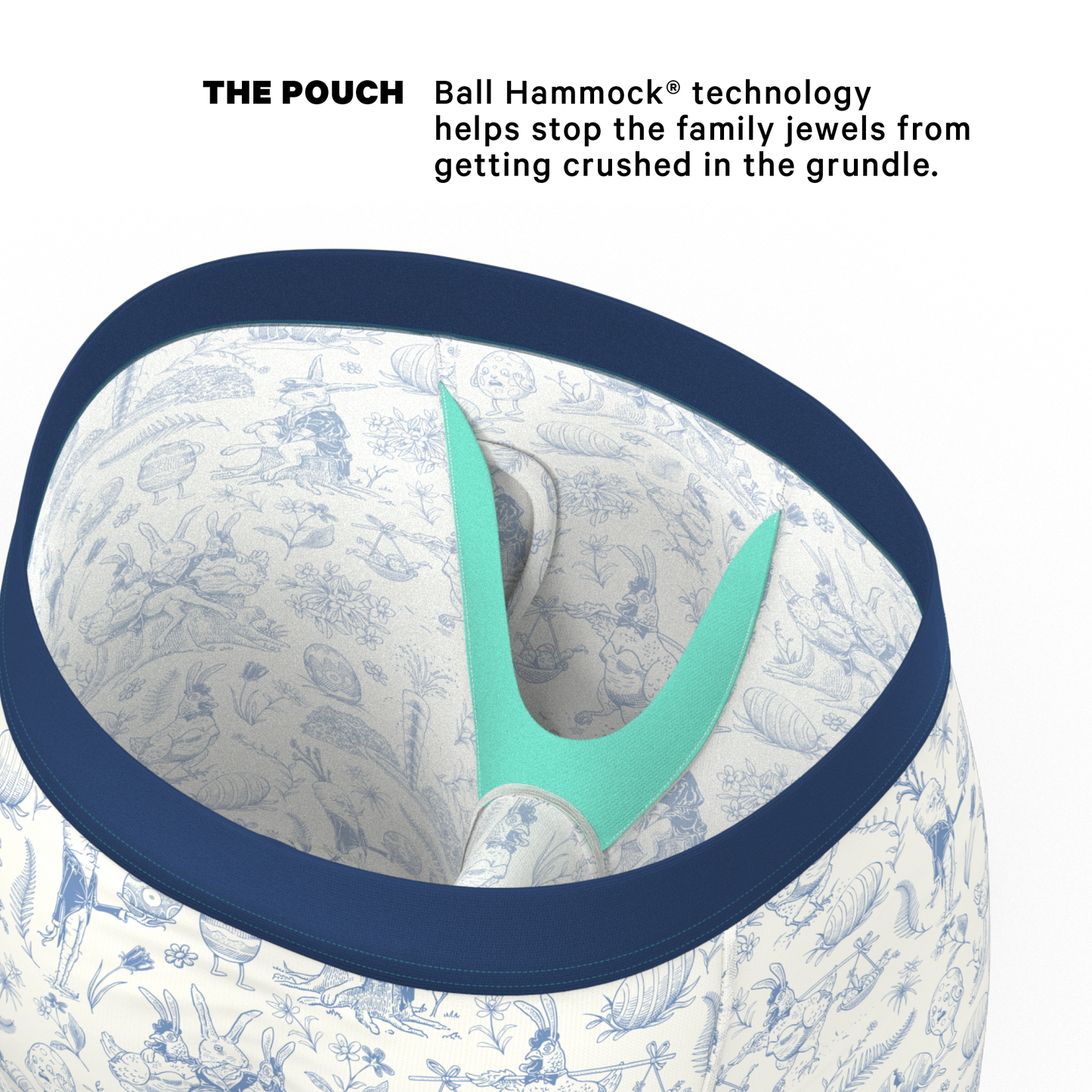 The Hot Cottontail | Easter Toile Long Leg Ball Hammock® Pouch Underwear With Fly