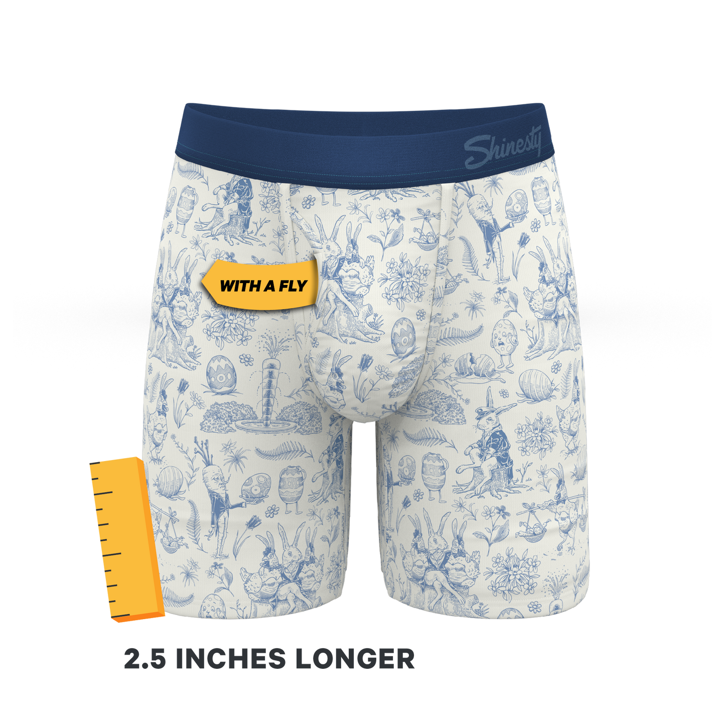 The Hot Cottontail | Easter Toile Long Leg Ball Hammock® Pouch Underwear With Fly