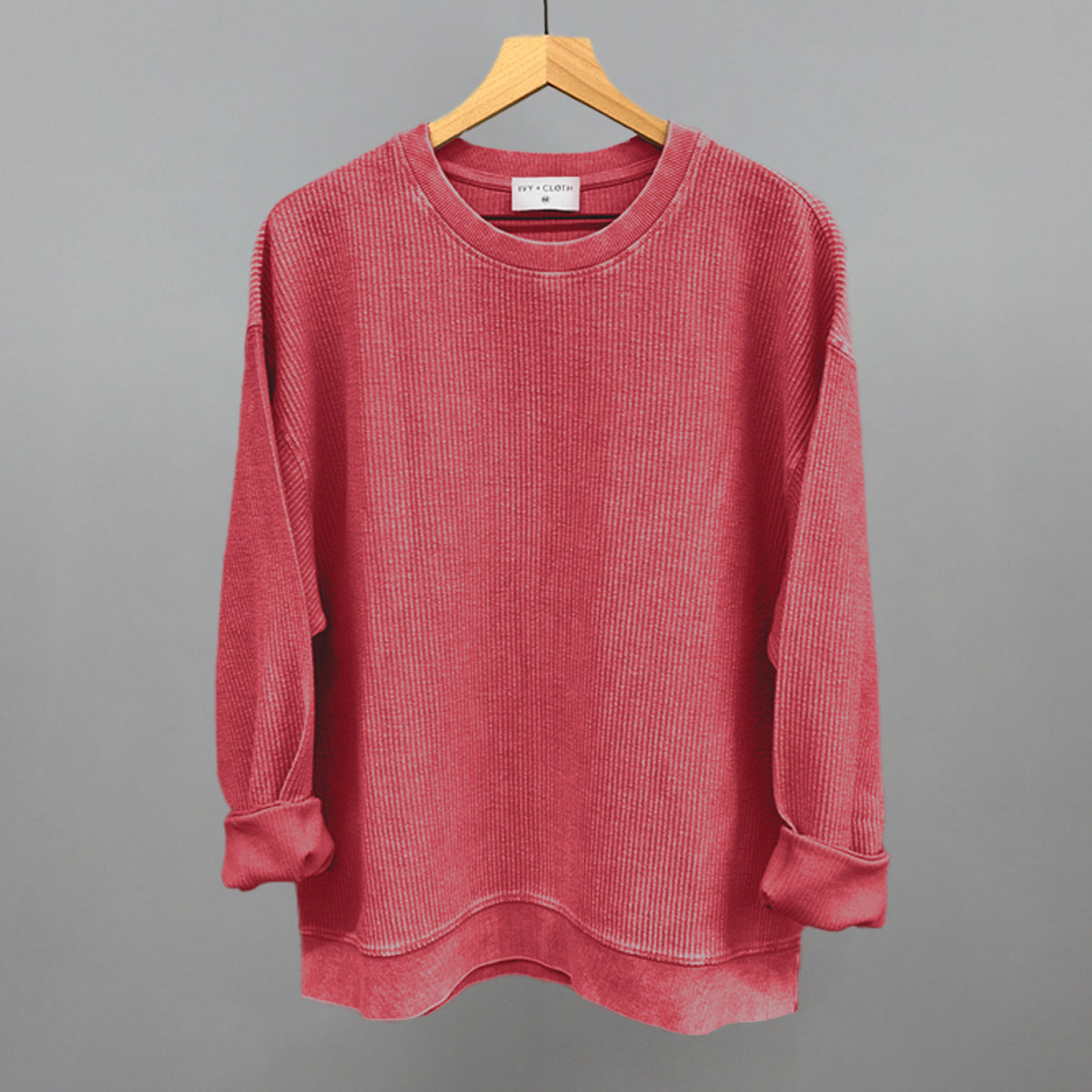 Red Oversized Corded Crew