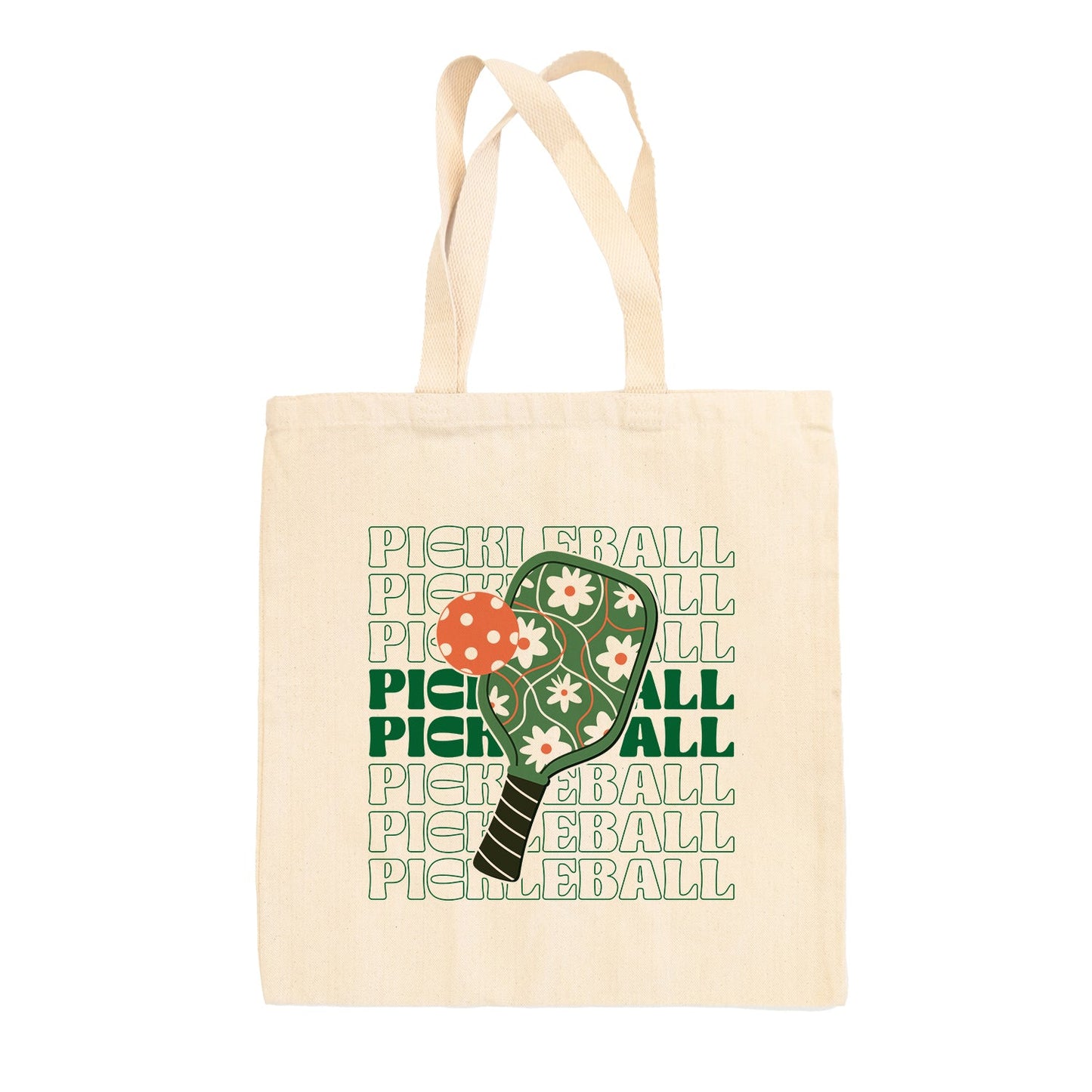 Pickleball Floral Repeated Tote Bag