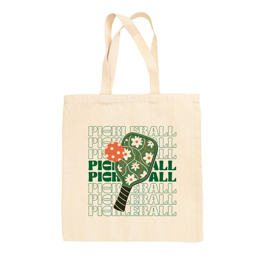 Pickleball Floral Repeated Tote Bag