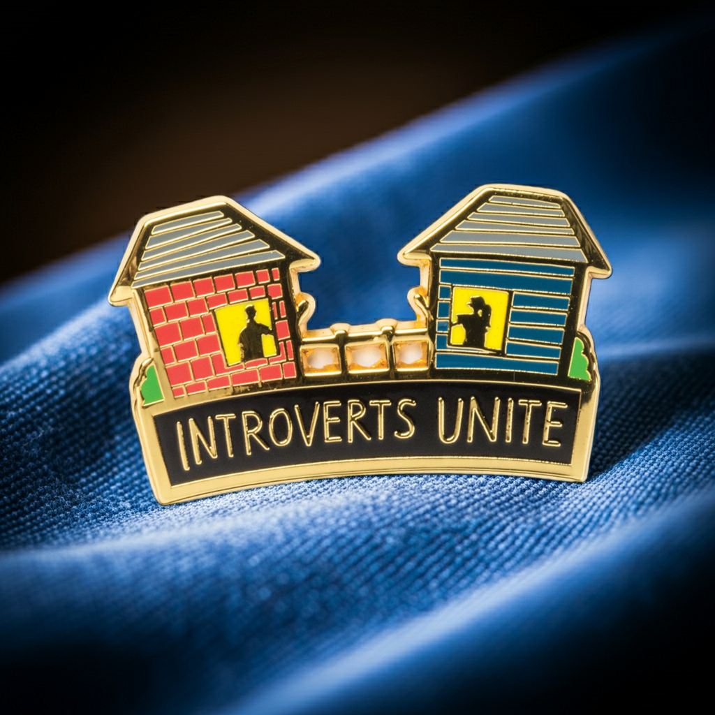 Introverts Unite (From Their Own Houses) Enamel Pin with Gift Card