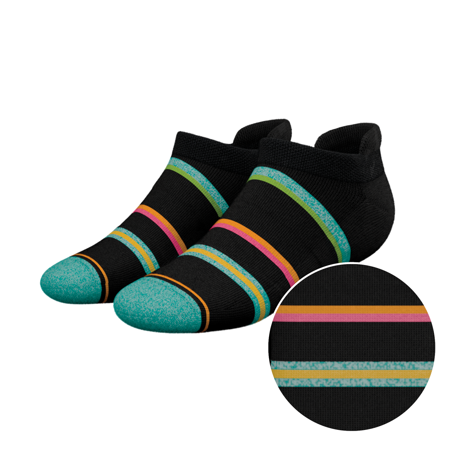 The Island Time | Black Tropical Heel Hammock™ Ankle Socks