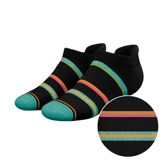 The Island Time | Black Tropical Heel Hammock™ Ankle Socks