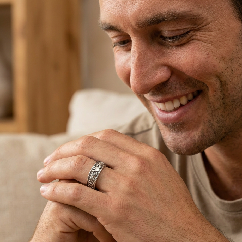 Men's Claddagh Ring | 18K White Gold Band