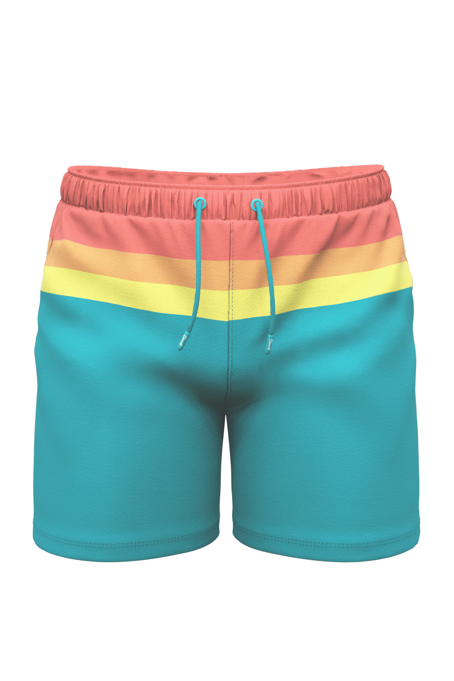 The Lifeguard | Green and Orange Retro Stripe Ball Hammock® Pouch 8" Swim Trunks